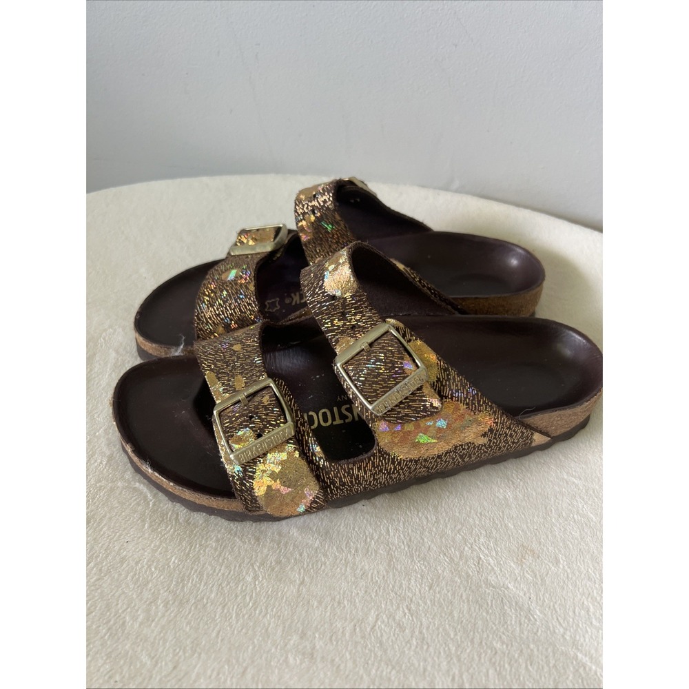Birkenstock Exquisite Arizona Lux Metallic Sandals Size 36 Brown Free People